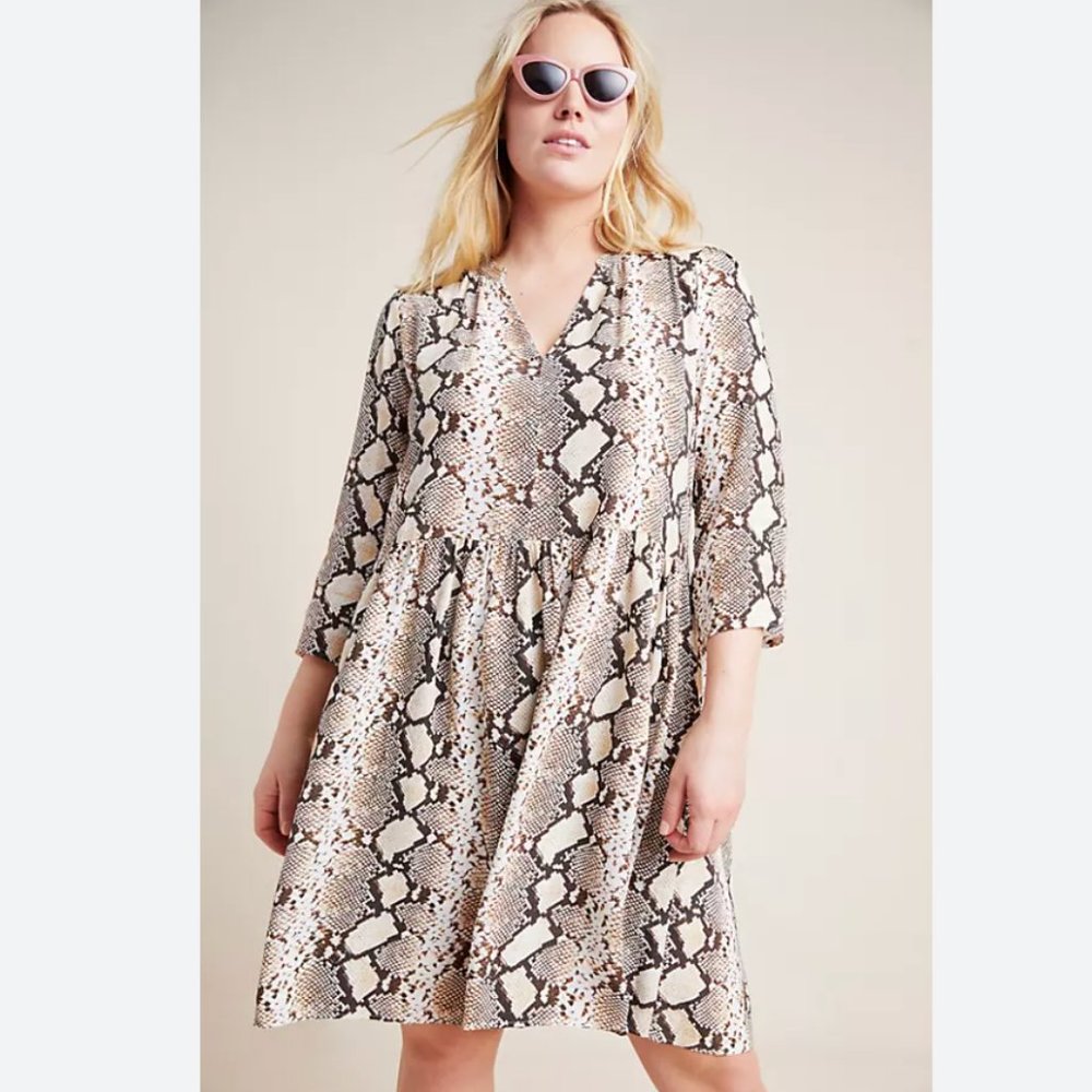 Anthropologie Maeve Juno Snake print Midi Dress // Sz 2x // 008